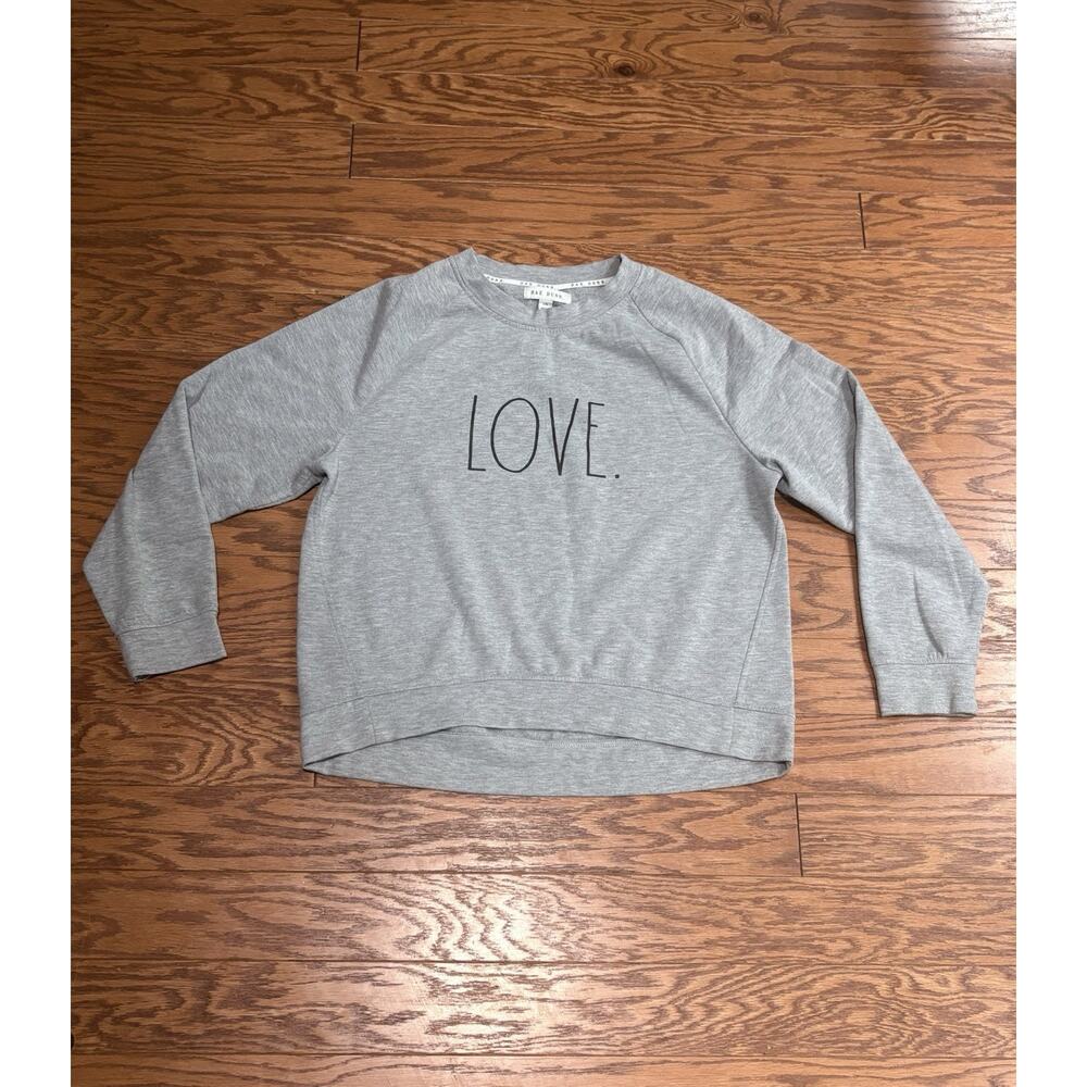 Rae Dunn Women’s Light Gray "Love." Long Sleeve Crew Neck Sweatshirt, Size Large